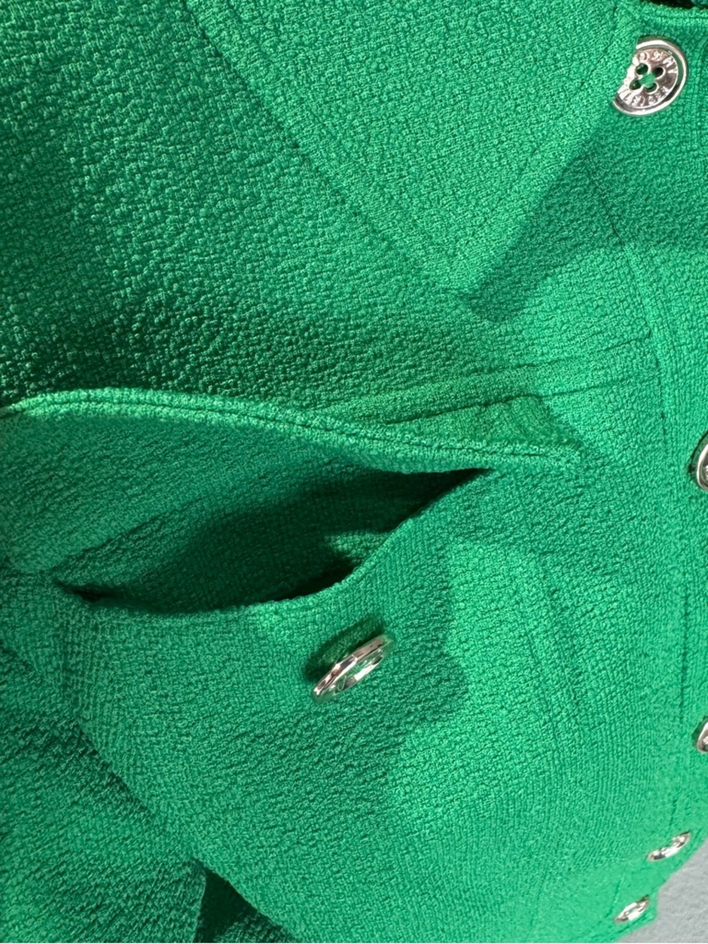 Tommy Hilfiger Long Sleeve Bright Green Cropped Button Jacket Size 6 - Picture 5 of 11